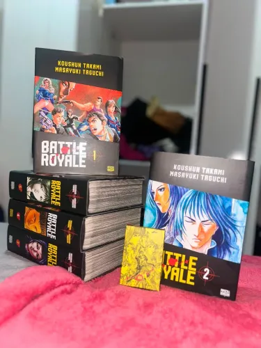 Mangás Battle Royale vol.1 ao 5 coleção completa com todos as cartas,