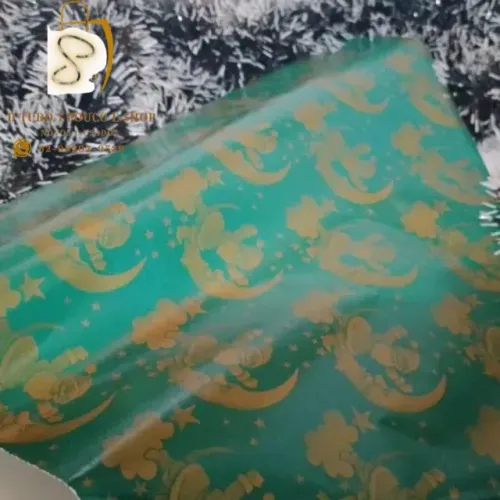 KIT / 10 FOLHAS Papel De Presente Natal- VERDE E DOURADO - PAPAI NOEL