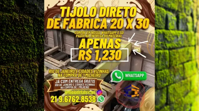 tijolo 8 furos venda de 3 a 9 milheiros 