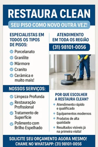 Restauração de piso encardido, tratamento de piso, pós obra.
