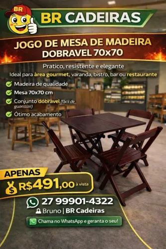 jogo dobravel de madeira 70x70