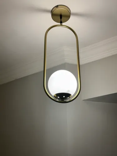 Pendente Dourado Fosco com Globo de Vidro