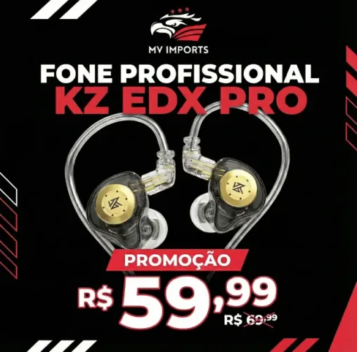 Fone Profissional Com Fio Kz Edx Pro Com Microfone Sem Microfone