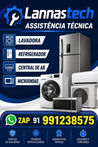Lavadora, refrigerador, central de ar e microondas 