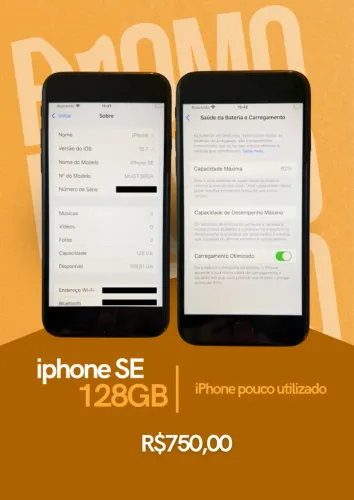 iPhone SE 128GB - Preto | Bateria 92%