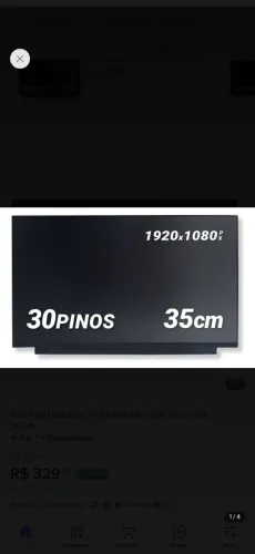 Tela 30 pinos 15.6 slim borda infinita