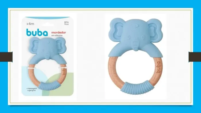 Mordedor em Silicone Elefante Buba Azul
