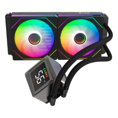Water Cooler Clanm Ice Wind Light Pro ARGB 240mm Display Temperatura Intel AMD Novo