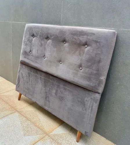 Cabeceira Estofada Cinza Chumbo para Cama de viúva