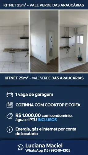 KITNET 25m² PARA LOCAÇÃO - VALE VERDE DAS ARAUCÁRIAS*