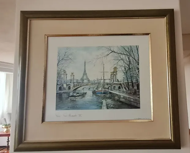 Quadro Assinado - Paris Pont Alexandre III (Gravura Artística)