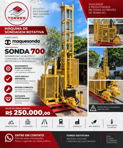 Sonda 700 Maquesonda - Geotecnia - Mineração - Sonda Rotativa.