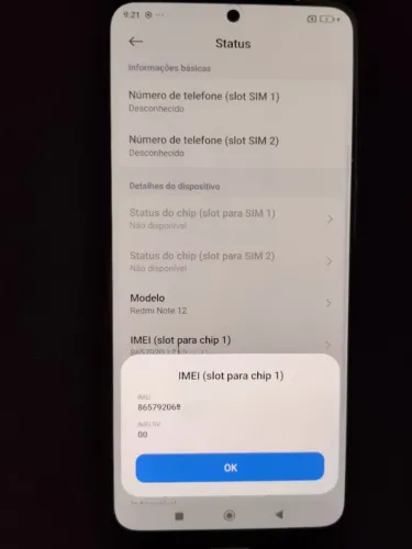 Xiaomi Redmi Note 12 8gb ram 256gb armazenamento Preto
