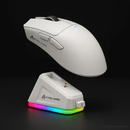 Mouse Gamer Sem Fio Attack Shark X11 Tri-Mode - Bluetooth, 2.4G e Cabo, com Base de Carreg