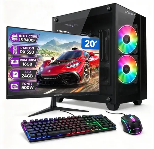 PC Gamer Completo i5 9400F, 16gb / 240gb, RX 550, NF e Garantia