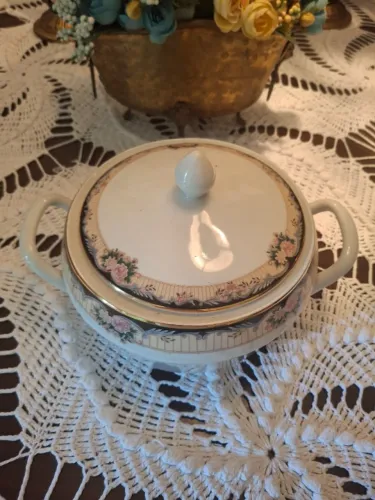 JOGO DE JANTAR ANTIGO COMPLETO GERMER PORCELANAS 42 PEÇAS. 