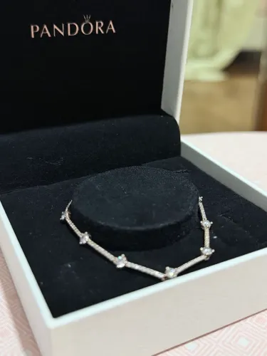 bracelete pandora barras brilhantes ouro rose