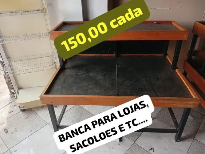 BANCAS DUPLAS MADEIRA PARA LOJAS, SACOLOES, MERCEeias , SUPERMERCADOS