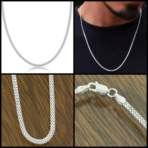 Corrente Prata 925 Masculina Veneziana Dupla 60cm