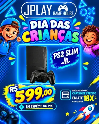 Ps2 slim com garantia em até 18x no cartão de crédito