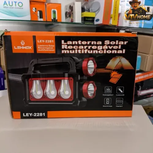 Lanterna Solar 3 em 1 Recarregável + Entrega Grátis