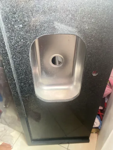 PIA DE GRANITO PRETO COM CUBA INOX 1,2m
