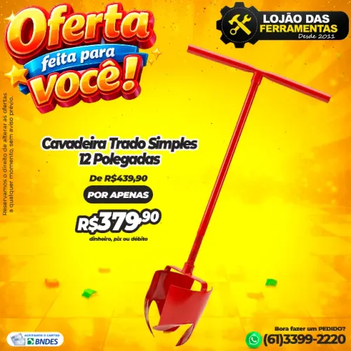 Cavadeira Trado Simples 12 Polegadas