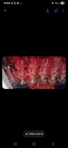 Lindo jogo tacas cristal italiana lapidada