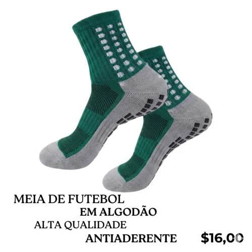 Meia de futebol em algodão antiaderente e linha premium