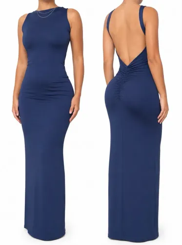 vestido longo azul marinho