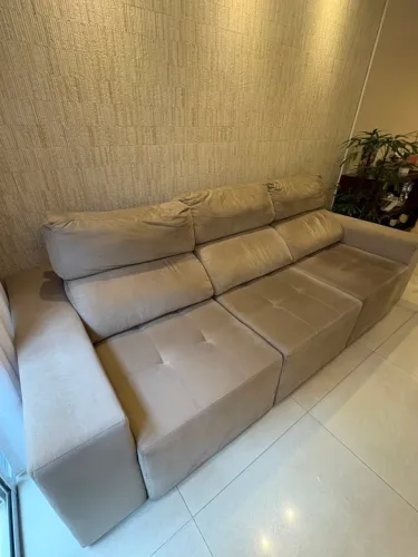 Sofa retrátil reclinável sylvia design veludo 3 lugares