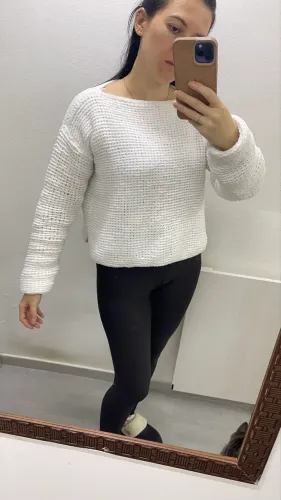 blusão de tricô branco feito a mão