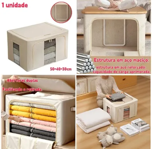 Caixa Organizadora Antimofo Impermeável Guarda Roupas Brinquedos Sapatos Viagem Zíper