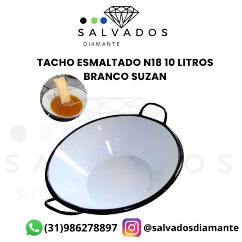Tacho esmaltado 10 Litros N18 Branco - NOVO
