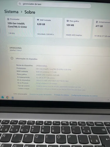 Notebook Lenovo I5 1235U Intel core 
