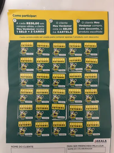 Vendo cartela completa meu selinho Verdemar: Coleção futebol