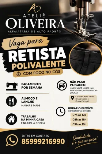 Preciso de costureira retista