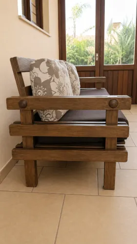 Conjunto de sofá de Gramado em madeira