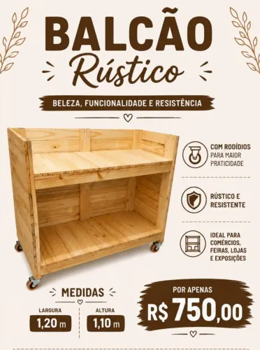 Balcão de paletes - Rústico