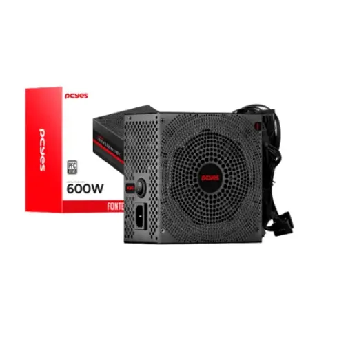 FONTE DE ENERGIA 600W PCYES ELECTRA PFC ATIVO