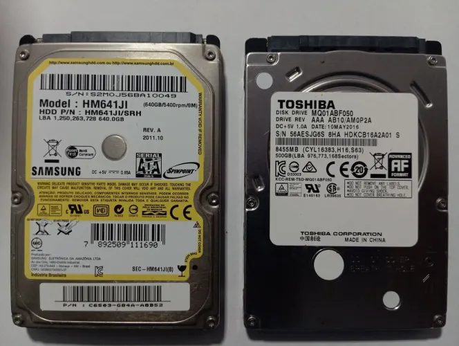 HD 640GB/500GB SAMSUNG/TOSHIBA SLIM SAUDÁVEL