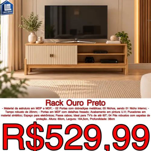 Rack ouro preto MDF com MDP / frete grátis / pague na entrega