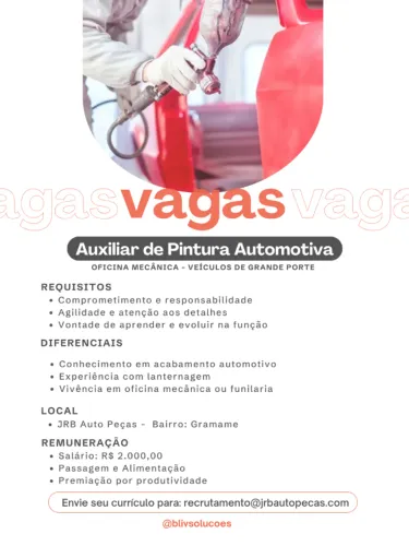 Auxiliar de Pintura Automotiva I Oficina Pesada