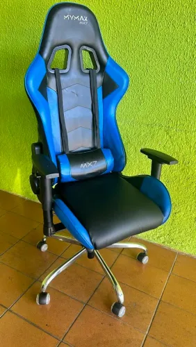 Cadeira gamer giratória no corvin preto e azul