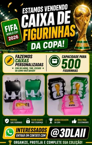 Caixa personalizada de figurinhas Copa 2026