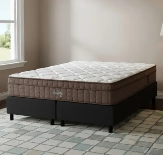 Cama Box Queen Ortopédica Confort Max D28 AG70 com Base Preta