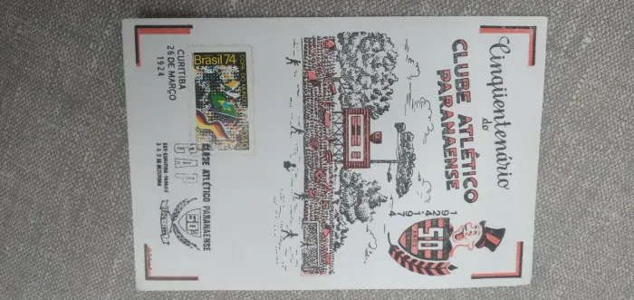 Cartão postal antigo de futebol atlético Paranaense 