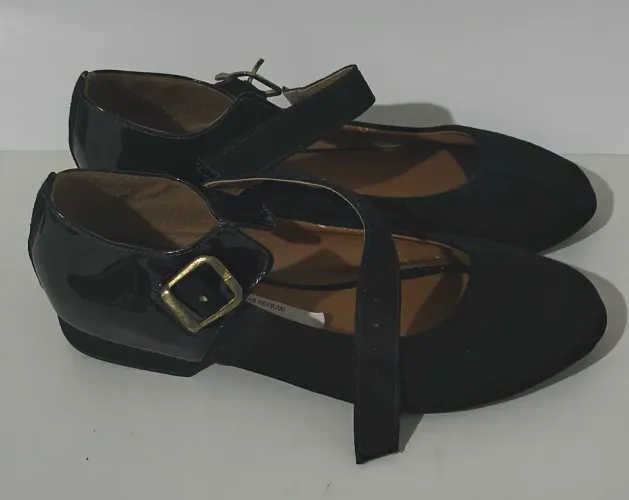 Sapatilha Mary Jane preta veludo 34 Liz