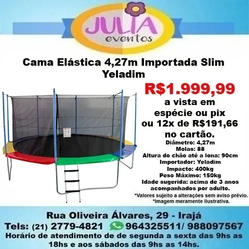 Cama Elástica 4,27m Slim Proteção Preta -Yeladim