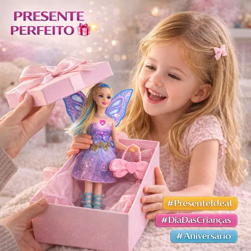 Brinquedo Boneca Fada Musical Com Luz E Som Infantil Menina Brinquedo Encantado